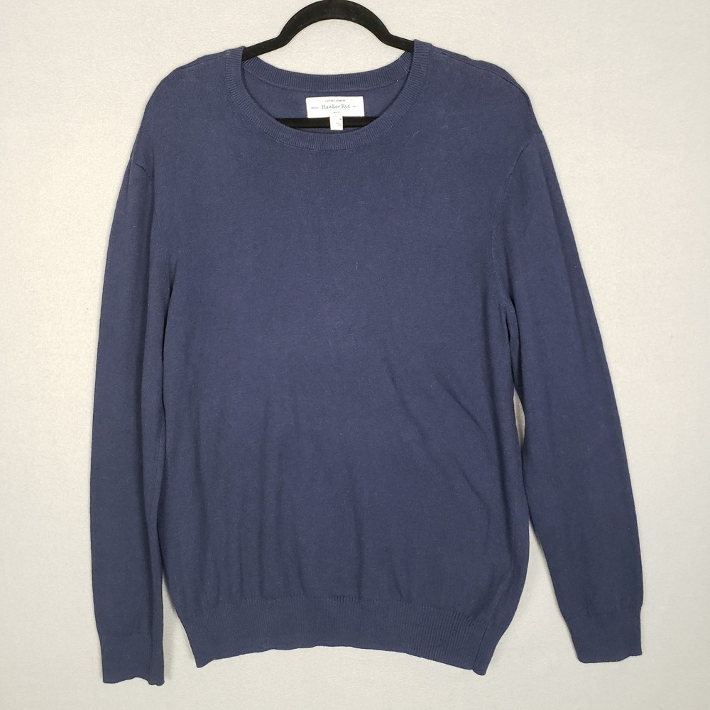 Hawker Rye Cotton Cashmere Crewneck Sweater Navy Blue Classic Minimalist Size M